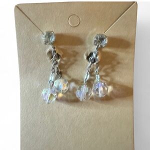 Vintage Aurora Crystal Dangle Clip on Earrings